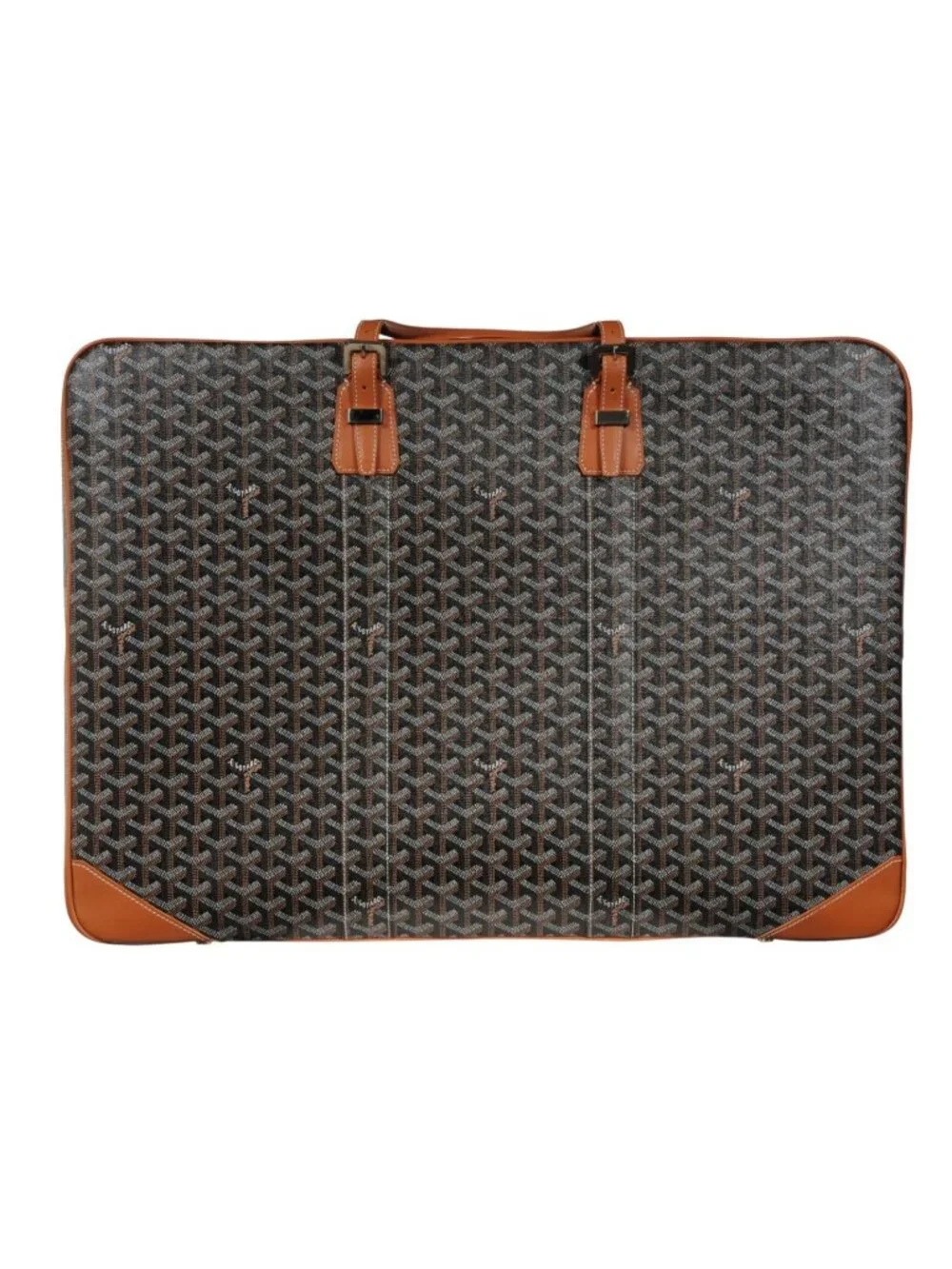 Goyard Brown Goyardine Canvas Leather Majordome 60 Travel Luggage Trunk Bag